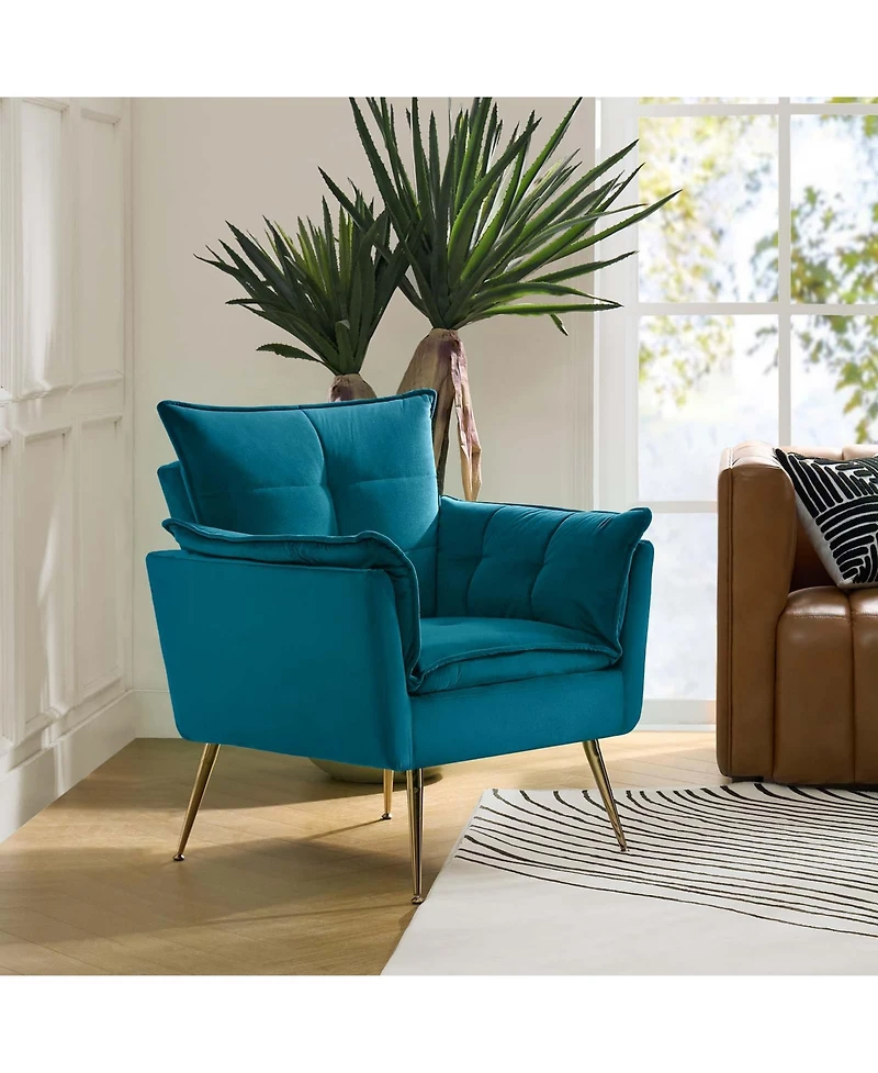 Velvet Accent Chair with Gold Legs for Living Room Bedroom