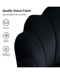 Modern Velvet Barrel Chair with Channel Tufted Back