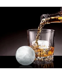 Silicone Ice Cube Trays Set of 2 - Large Square Molds and Sphere Ball Maker with Lid