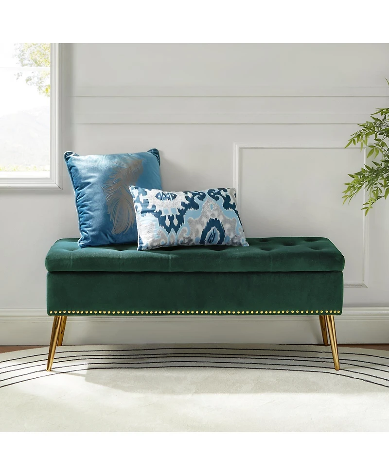 Modern Velvet Storage Ottoman Bench for Living Room Dining