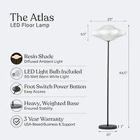 Brightech Atlas 67" Modern Led Floor Lamp with Resin Shade