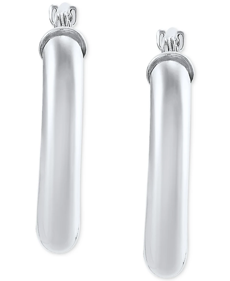 Polished Thin Tube Hoop Earrings (3mm) 14k Gold (18mm)