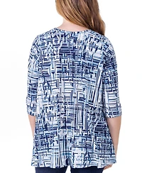 24seven Comfort Apparel Print Elbow Length Sleeve Open Cardigan