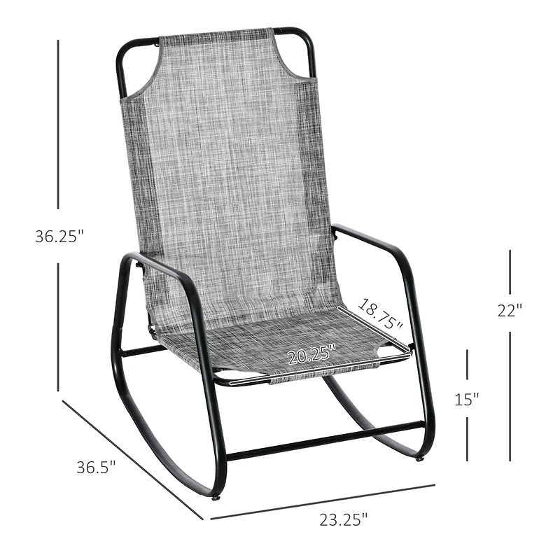 Outsunny Garden Rocking Chair, Patio Sling Fabric Single Rocker,