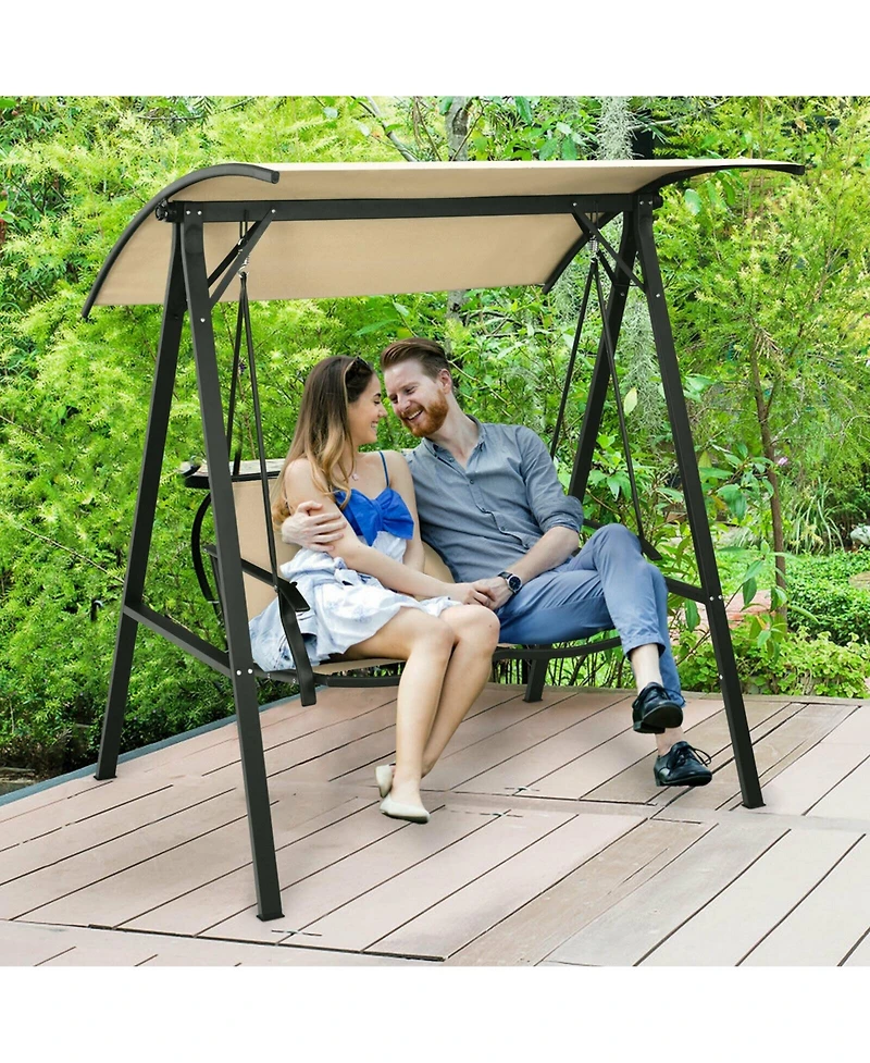Vebreda 2 Person Patio Swing with Weather Resistant Glider and Adjustable Canopy