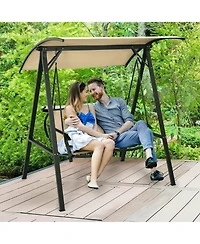 Vebreda 2 Person Patio Swing with Weather Resistant Glider and Adjustable Canopy