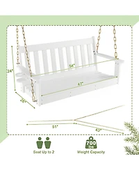 Sugift 54 Inch Hdpe Patio Porch Swing with Cup Holder