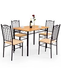 Sugift 5 Pieces Dining Set Wooden Table and 4 Cushioned Chairs