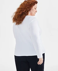 Style & Co Plus Size Scoop-Neck Long-Sleeve Top, Exclusively for Macy's