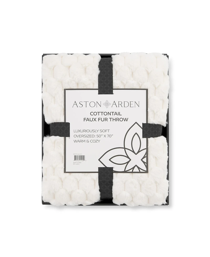 Aston and Arden Aston & Arden Cottontail Faux Fur Throw Blanket, Soft Rabbit Tail Texture, Oversized Throw, 50x70, with Premium Gift Box
