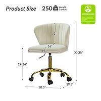 Modern Velvet Cute Armless Office Chair for Living Room Vanity Study