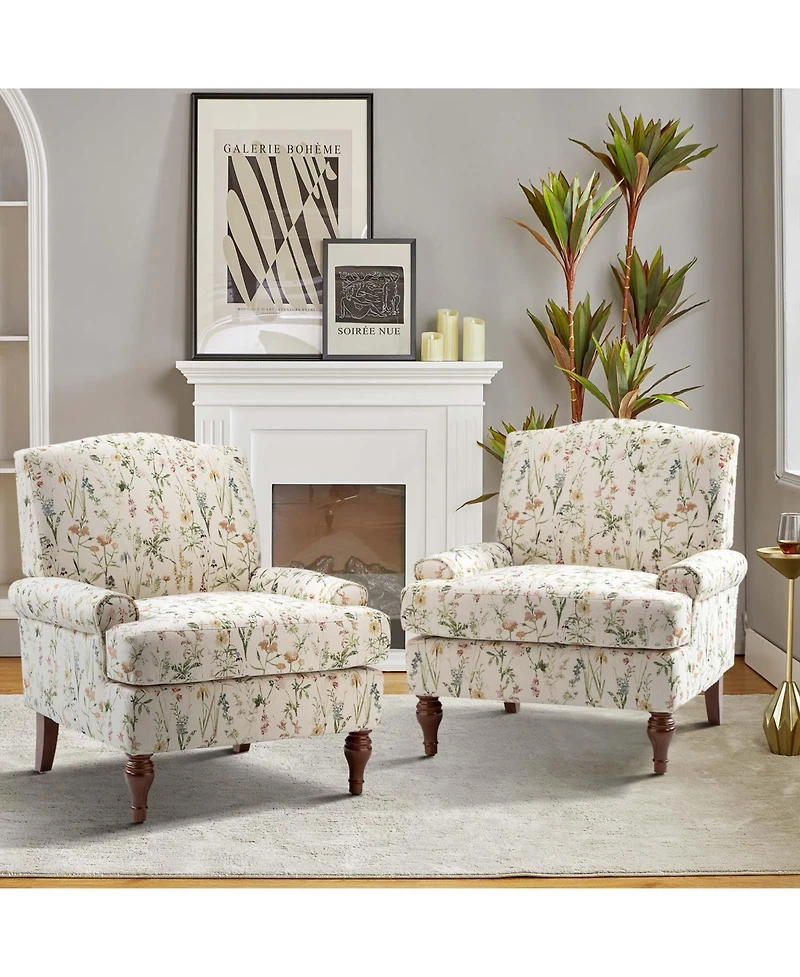 Lucretia Modern Upholstered Accent Chair with Patterned Cushion