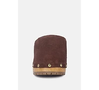 Cedrus Womens Fine Suede Studded Mules