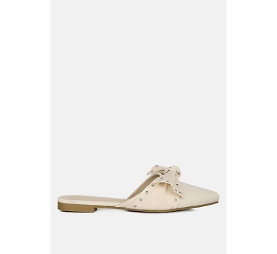 makeover studded bow flat mules