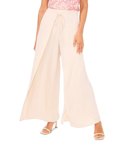 CeCe Women's Overlap Tie Front Wide Leg Soft Pants