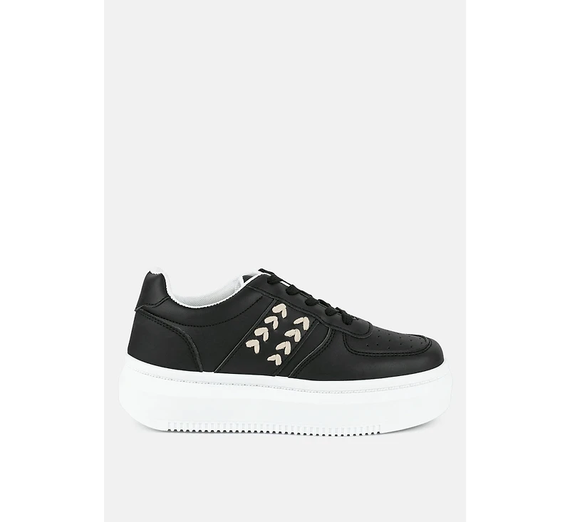 London Rag Monigue Faux Leather Cross Stitch Detail Sneakers