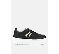 London Rag Monigue Faux Leather Cross Stitch Detail Sneakers