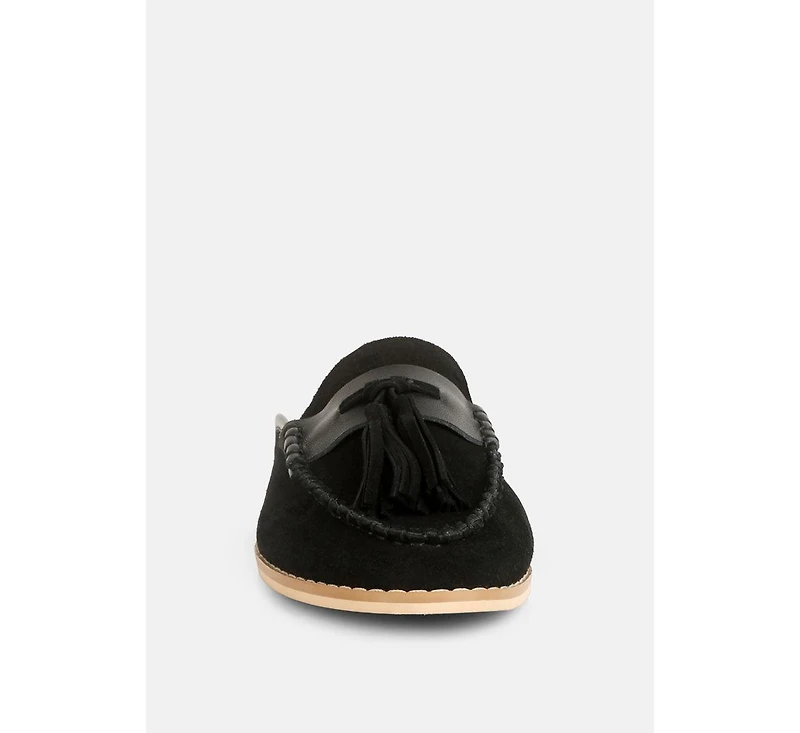 Edmanda Womens Tassle Detail Leather Mules