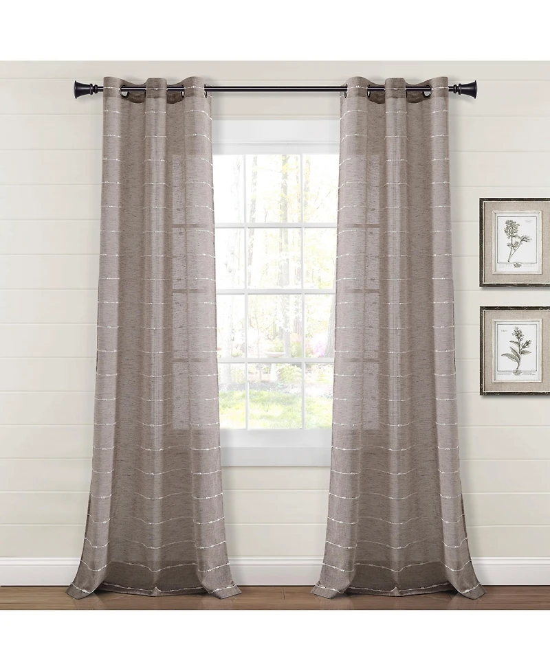 Lush Decor Farmhouse Textured Grommet Sheer Window Curtain Panels