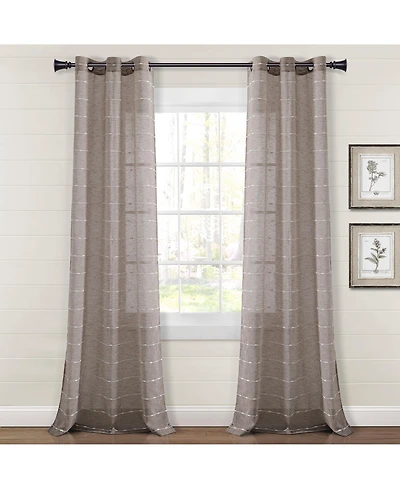 Lush Decor Farmhouse Textured Grommet Sheer Window Curtain Panels