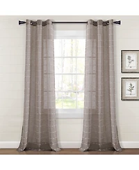 Lush Decor Farmhouse Textured Grommet Sheer Window Curtain Panels