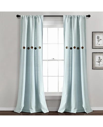 Lush Decor Farmhouse Button Stripe Yarn Dyed Woven Cotton Window Curtain Panels