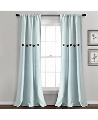 Lush Decor Farmhouse Button Stripe Yarn Dyed Woven Cotton Window Curtain Panels
