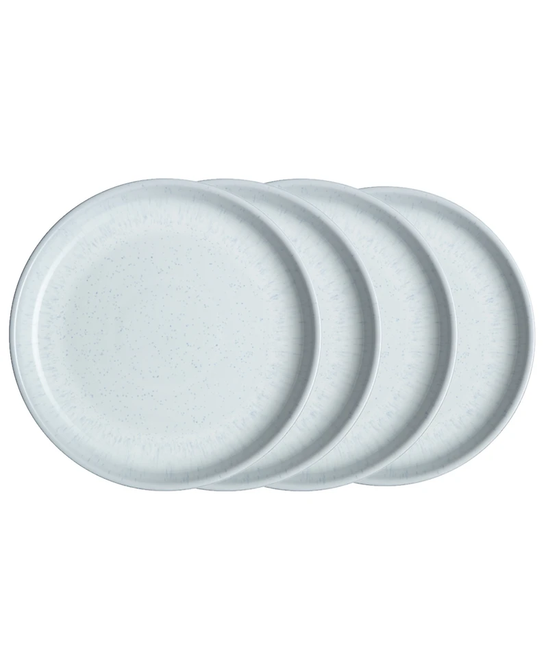 Denby White Speckle Stoneware Coupe Dinner Plates, Set of 4
