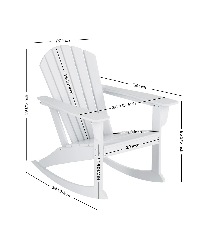 Outdoor Patio Poly Adirondack Rocking Chair Rocker