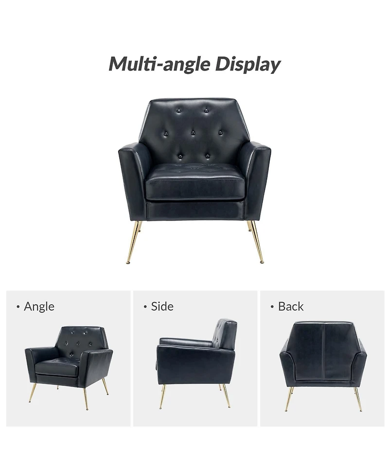 Modern Faux Leather Accent Chair for Living Room Bedroom