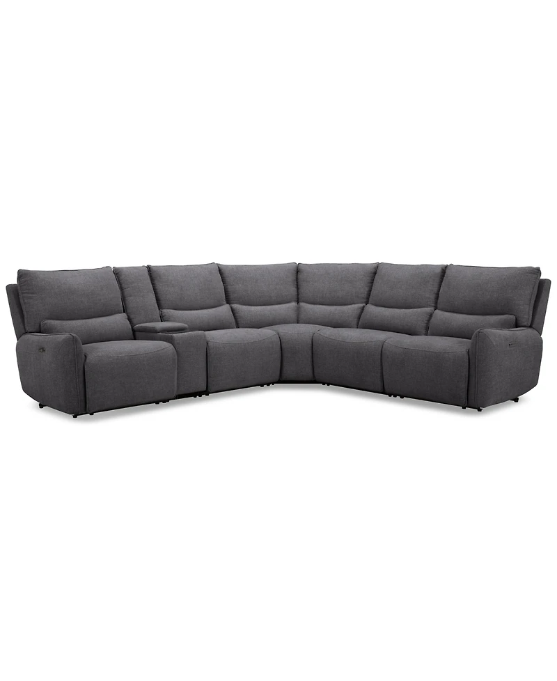 Olper -Pc. Fabric Zero Wall Sectional Sofa with Three Power Motion Pieces & Console