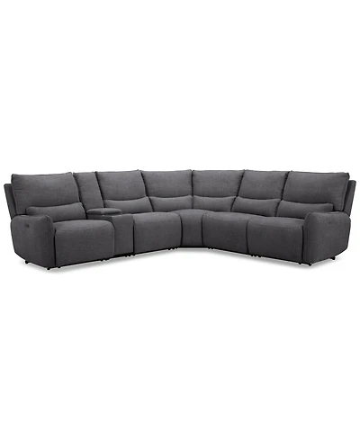 Olper -Pc. Fabric Zero Wall Sectional Sofa with Three Power Motion Pieces & Console