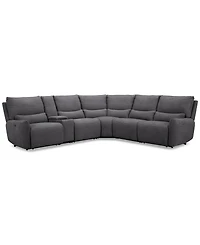 Olper -Pc. Fabric Zero Wall Sectional Sofa with Three Power Motion Pieces & Console