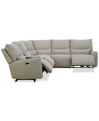 Olper -Pc. Fabric Zero Wall Sectional Sofa with Three Power Motion Pieces & Console