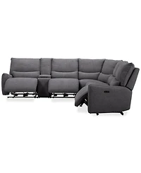 Olper -Pc. Fabric Zero Wall Sectional Sofa with Three Power Motion Pieces & Console