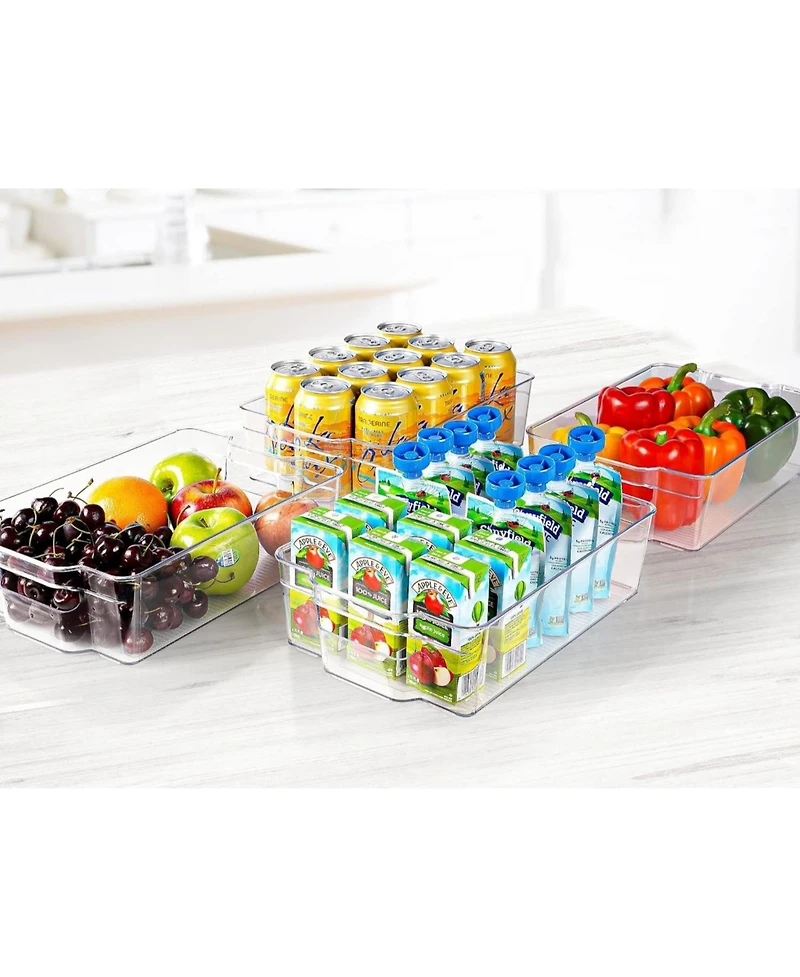 Zulay Kitchen 4 Pack Extra Large Clear Fridge Organizers and Storage