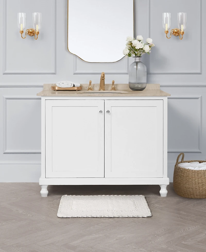 Laura Ashley Cotton Ruffled Bath Rug, 17" x 24"