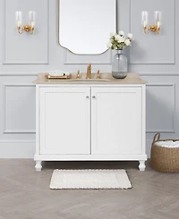 Laura Ashley Cotton Ruffled Bath Rug, 17" x 24"