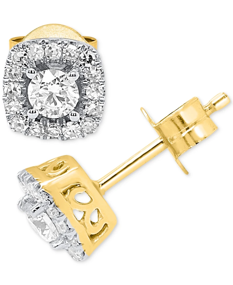 Lab-Created Diamond Halo Stud Earrings (1/2 ct. t.w.) Sterling Silver or 14K Gold-Plated