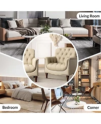 Hulala Home Sucher Modern Retro Wooden tufted Accent chair with Nailhead Trim