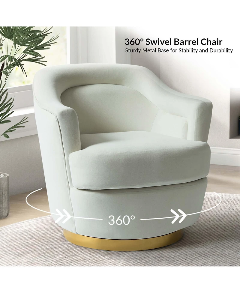 Hulala Home Kanstantin Modern Swivel Barrel Chair with Metal Base