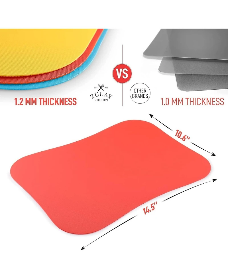 Non-Slip Flexible Cutting Board Set - Dishwasher Friendly Mats For Cooking of 3
