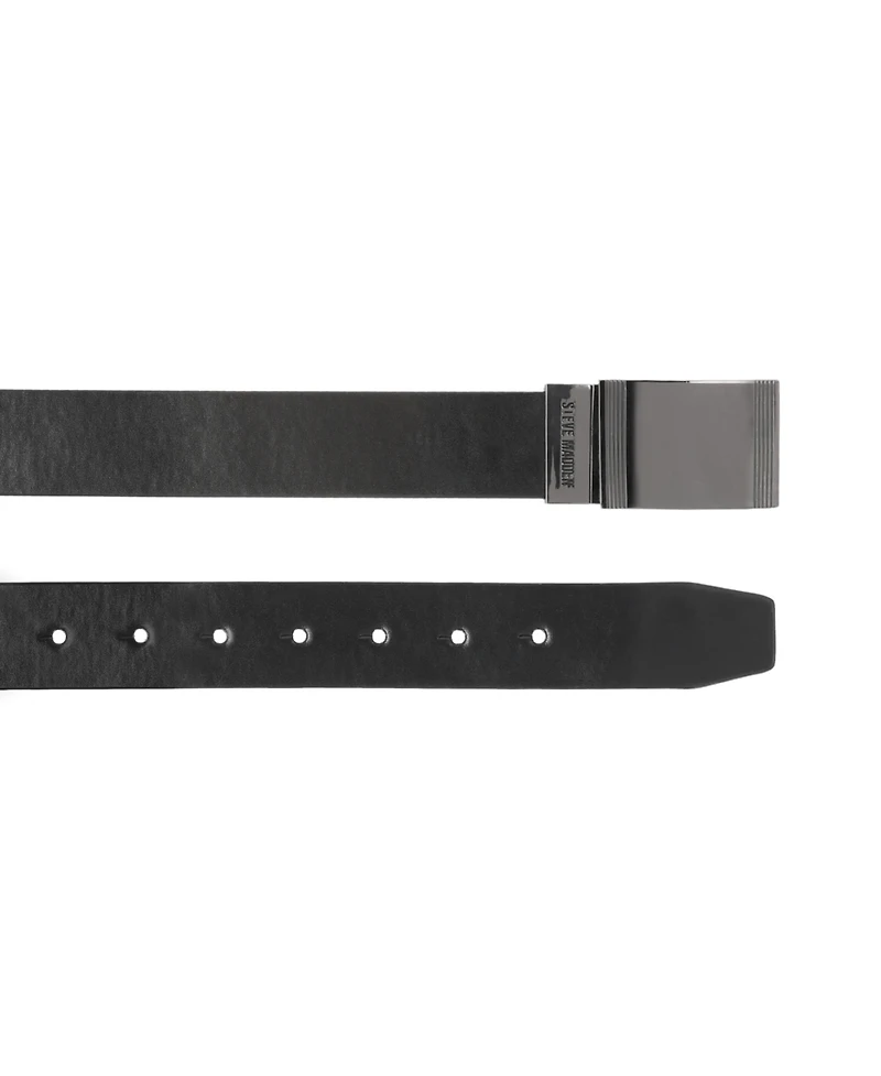 Steve Madden 35mm Cut Edge Plaque Buckle Belt