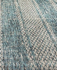 Safavieh Courtyard CY8736 Light Gray and Teal 5'3" x 7'7" Sisal Weave Outdoor Area Rug