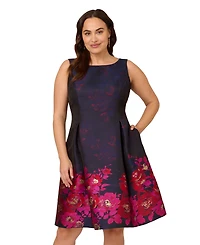 Adrianna Papell Plus Size Jacquard Fit & Flare Dress