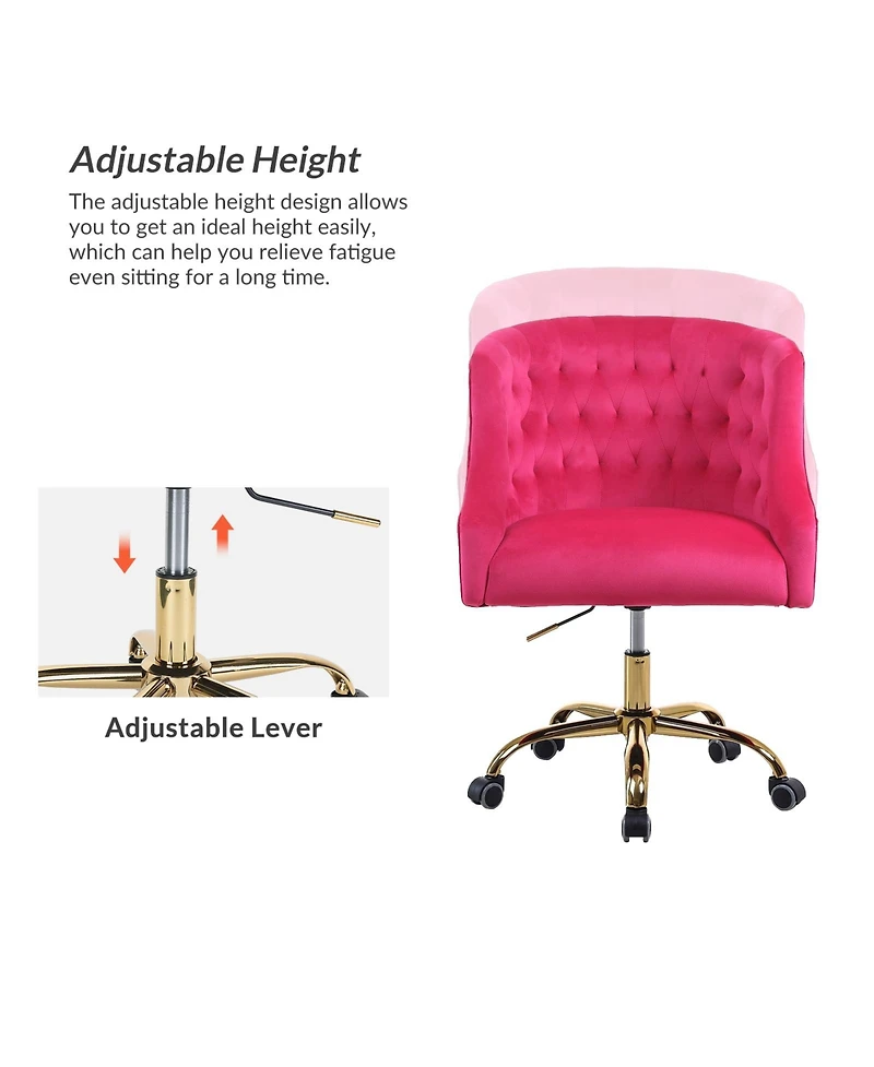 Hulala Home Modern Cute Velvet Desk Chair with Gold Base for Living Room,Bedroom
