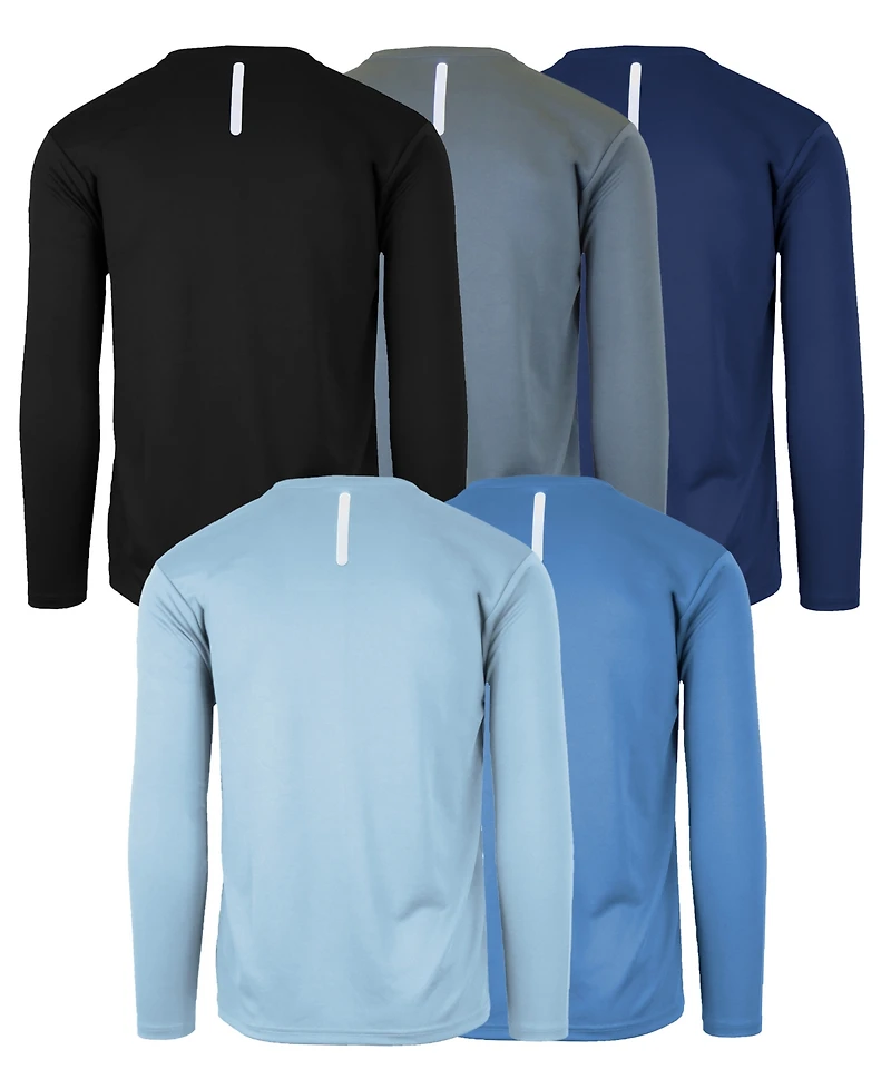 Galaxy By Harvic Men's Long Sleeve Moisture-Wicking Performance Crew Neck Tee - Pack