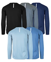 Galaxy By Harvic Men's Long Sleeve Moisture-Wicking Performance Crew Neck Tee - Pack