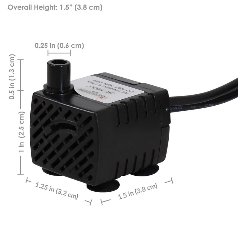 Indoor/Outdoor Small Fountain or Aquarium Pump with Led Light Ring and Transformer - 40 Gph - 12 Volts