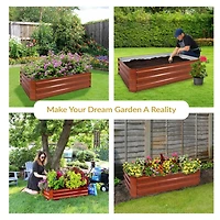 11.75" H Raised Metal Garden Bed - Galvanized Raised Garden Bed Outdoor for Vegetables and Flowers - Woodgrain